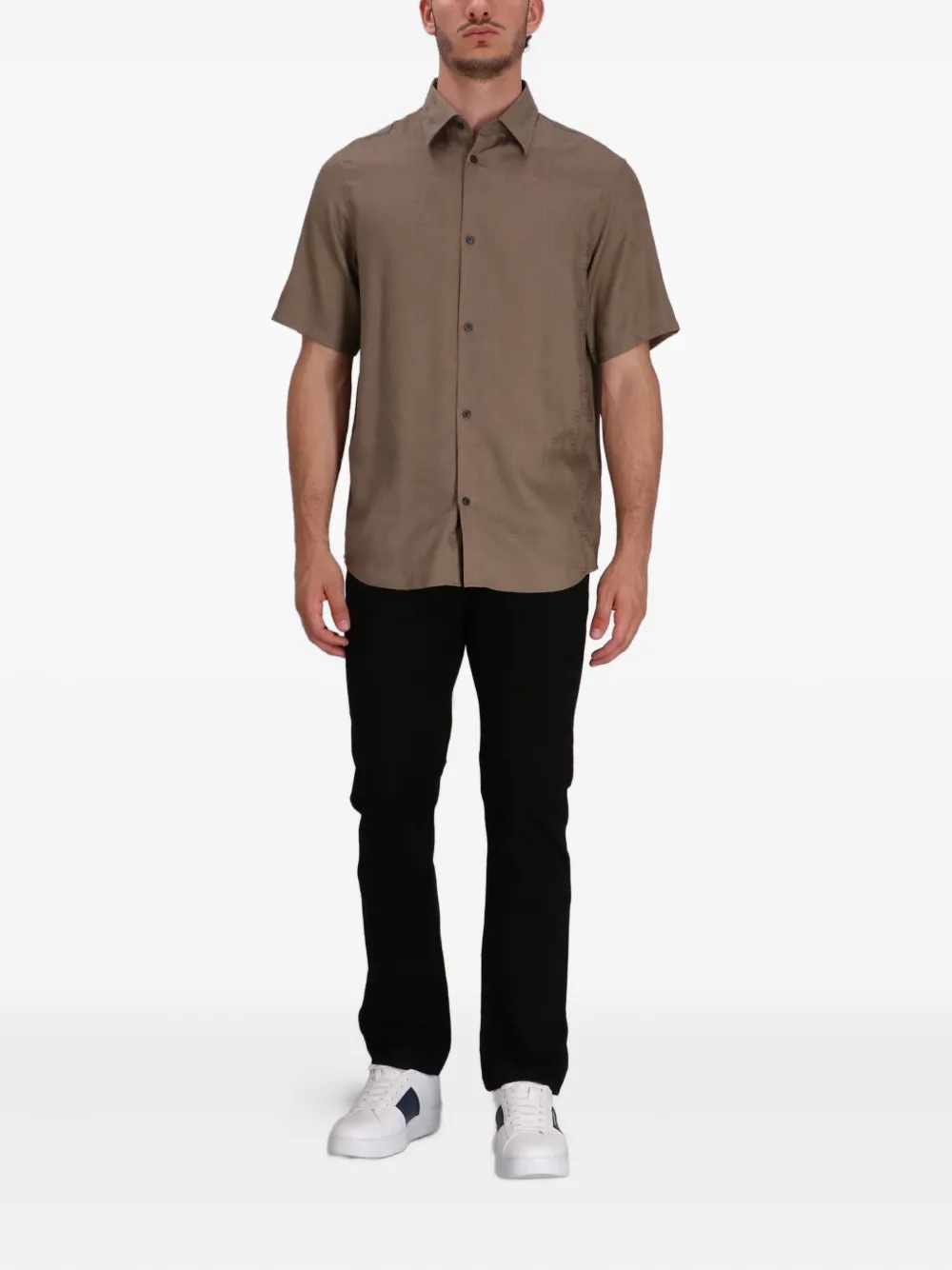 Emporio Armani overhemd met korte mouwen - Bruin