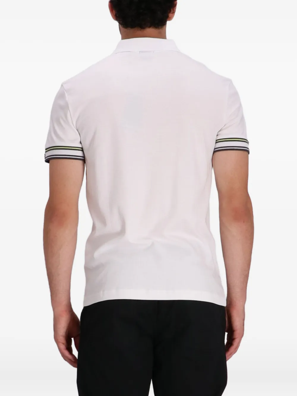 BOSS Poloshirt met gestreepte cuffs Wit