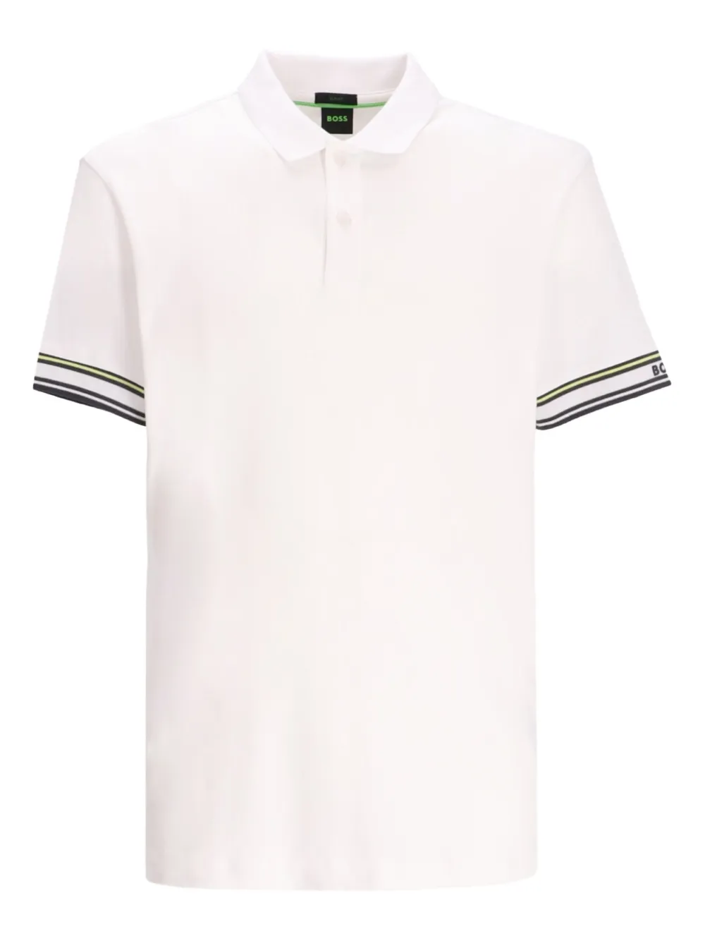 BOSS Poloshirt met gestreepte cuffs Wit