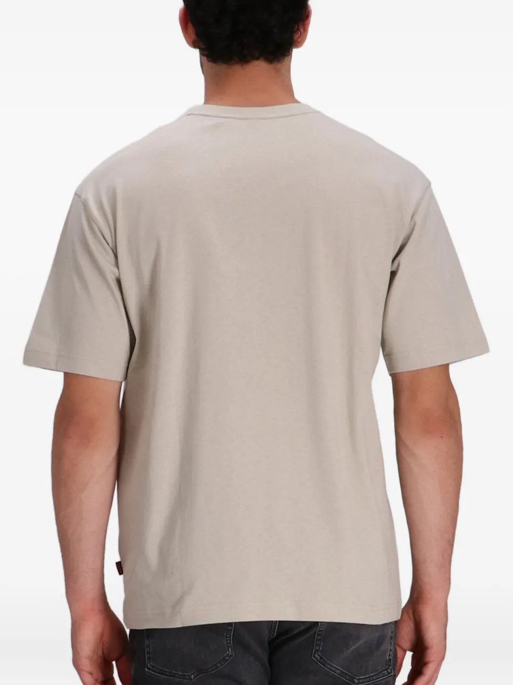 BOSS Voyage katoenen T-shirt met logoprint Beige