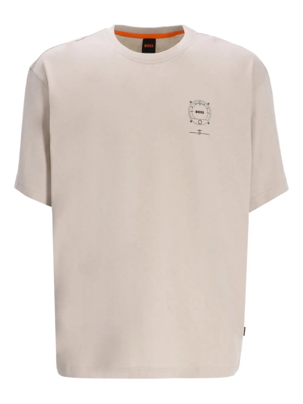 BOSS Voyage katoenen T-shirt met logoprint Beige