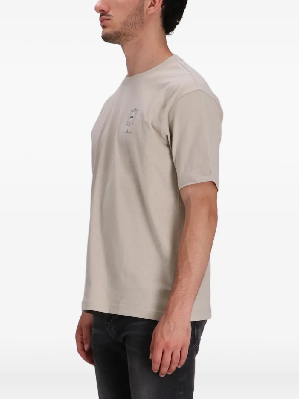 BOSS Voyage katoenen T-shirt met logoprint Beige