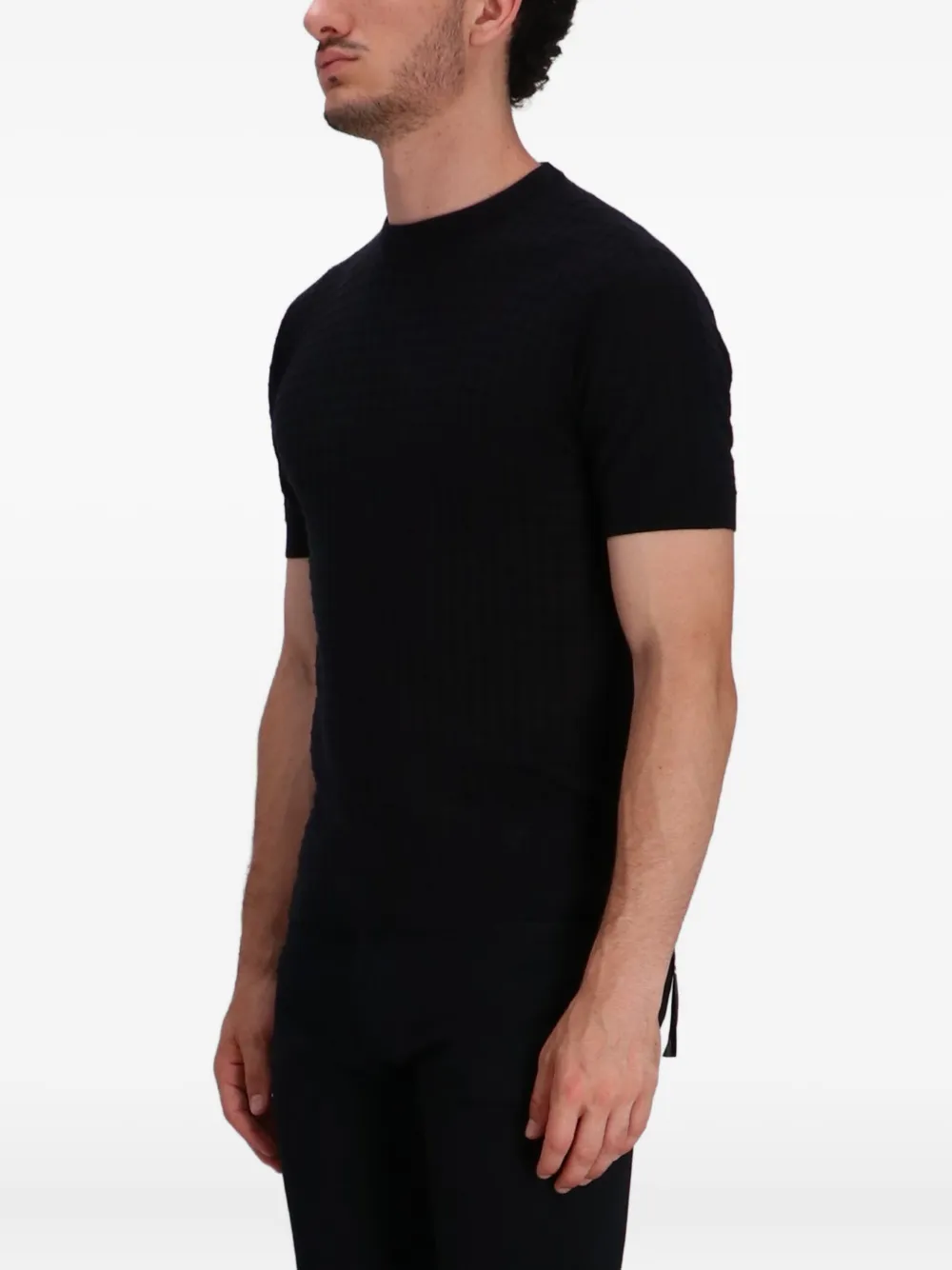 Emporio Armani fine-knit short-sleeve T-shirt Zwart