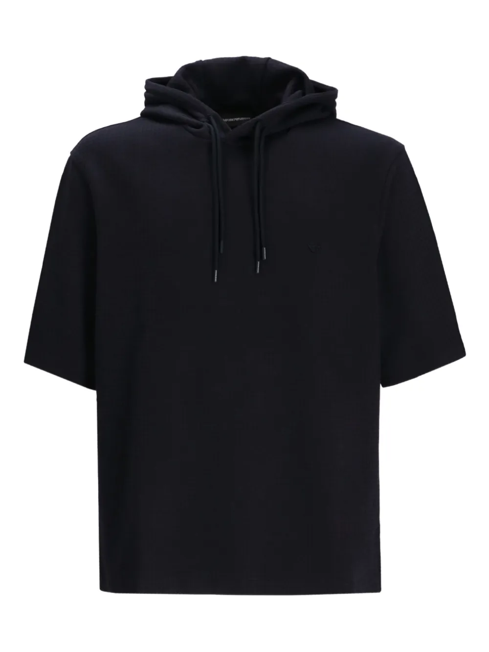 Emporio Armani Jersey hoodie met jacquard en korte mouwen Zwart