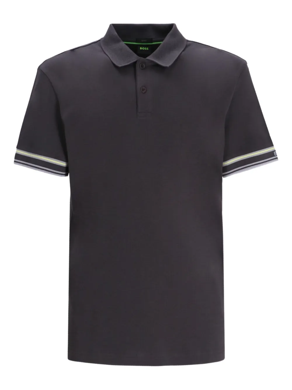 BOSS Poloshirt met gestreepte cuffs Grijs