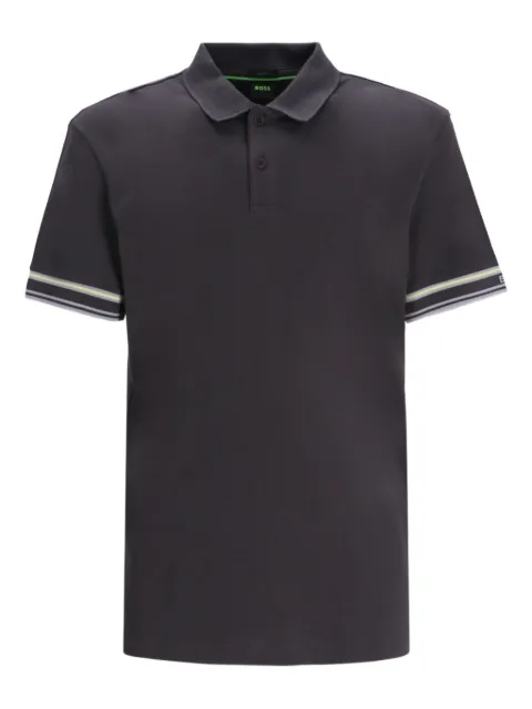 BOSS striped-cuff polo shirt