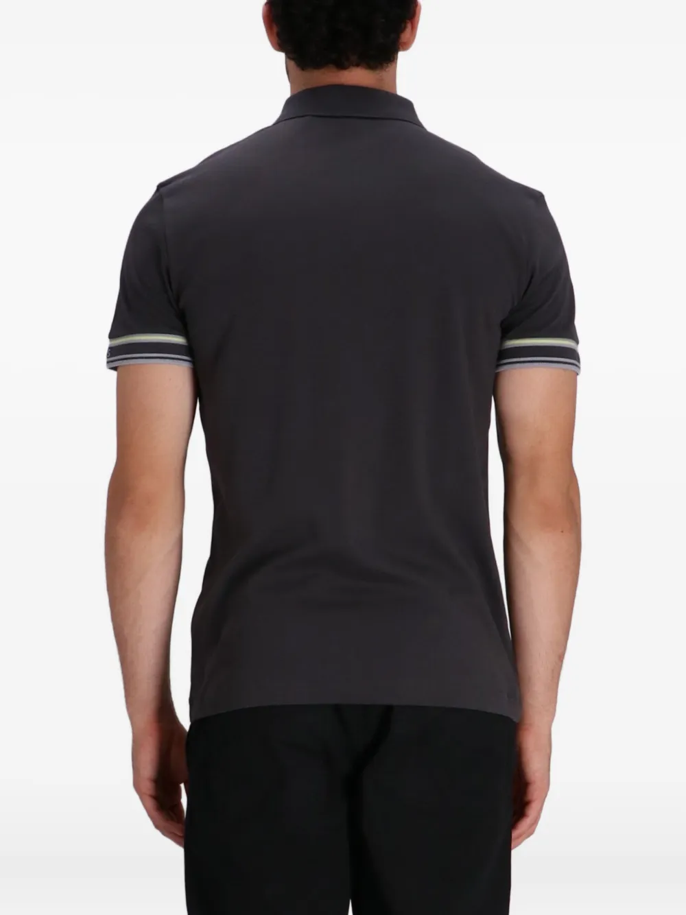 BOSS Poloshirt met gestreepte cuffs Grijs