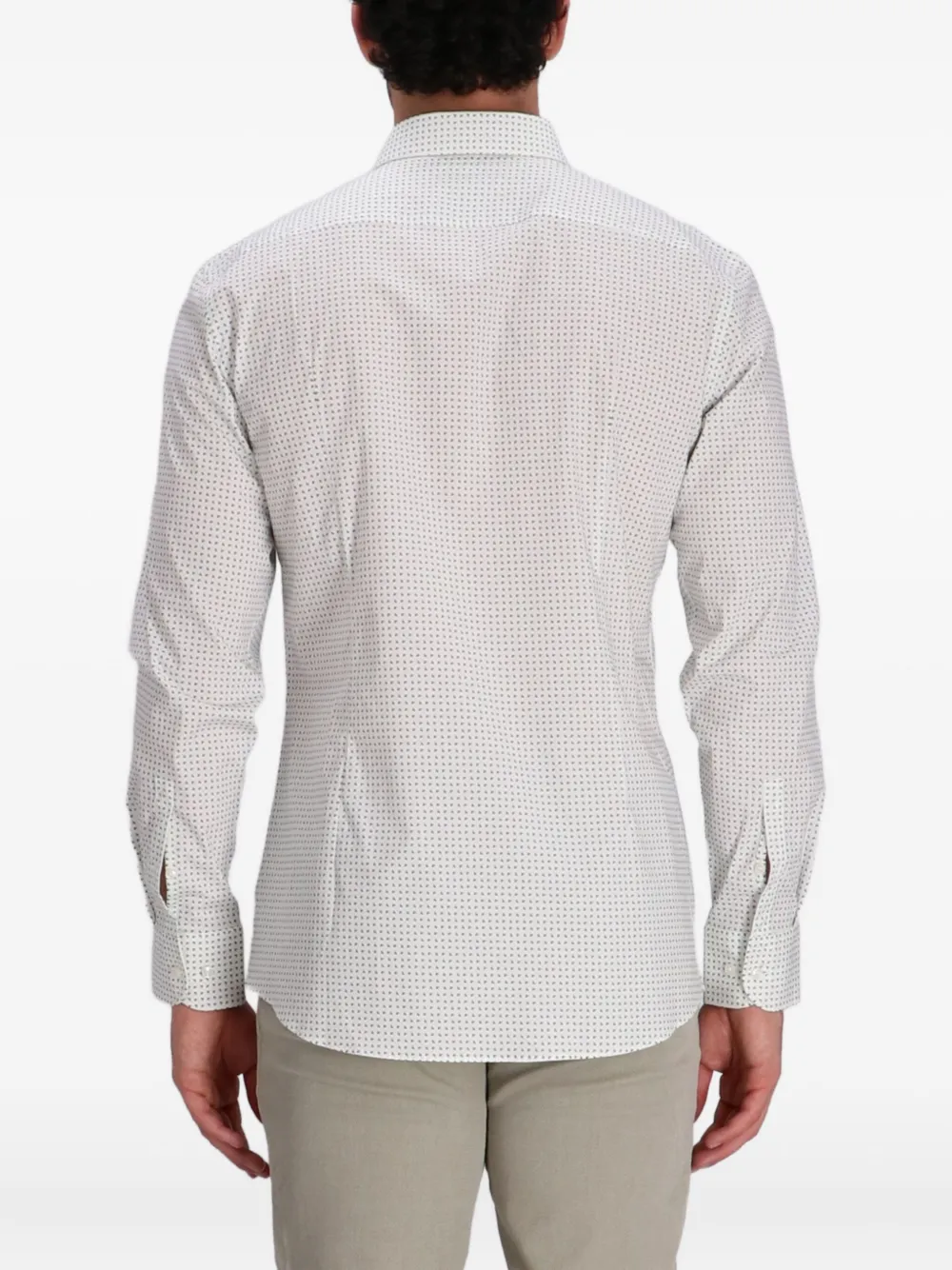 Hugo Boss Micro-pattern Cotton Shirt In White