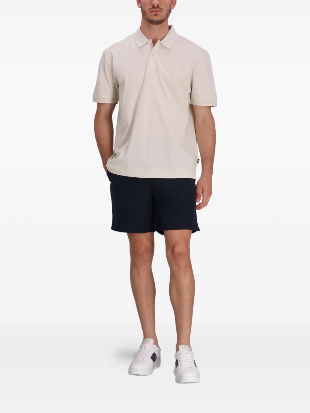 BOSS Shorts met logo-applicatie - Blauw