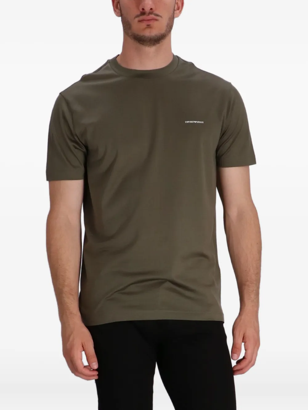 Emporio Armani Jersey T-shirt met ronde hals en logoprint Groen