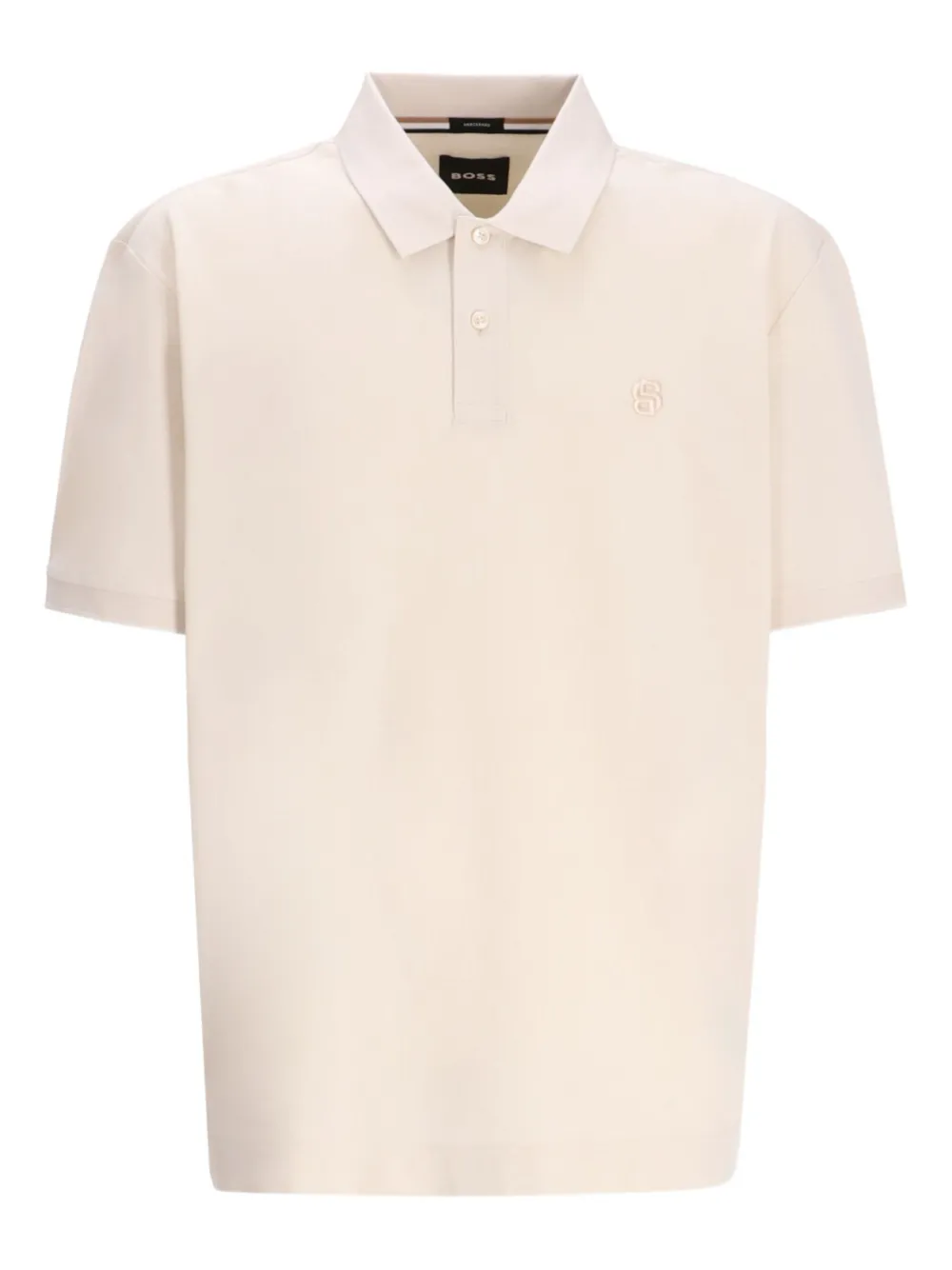 BOSS Polo con monogramma in cotone - Toni neutri