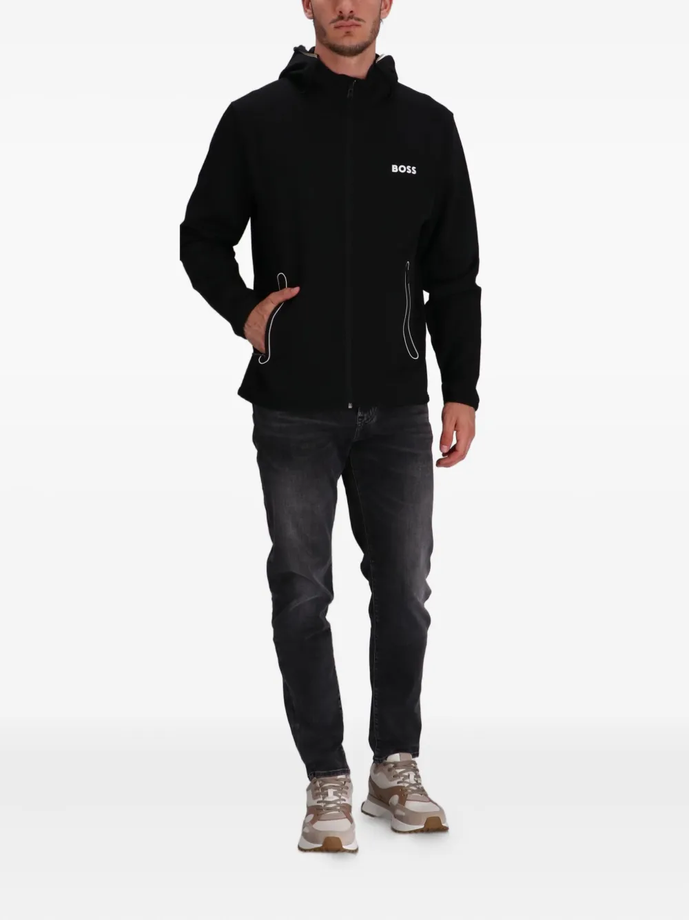 BOSS Trainingsjack met capuchon Zwart