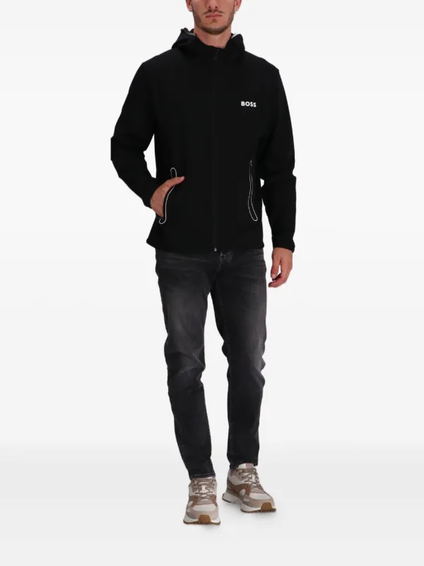 BOSS フーデッド トラックジャケット | ブラック | FARFETCH JP