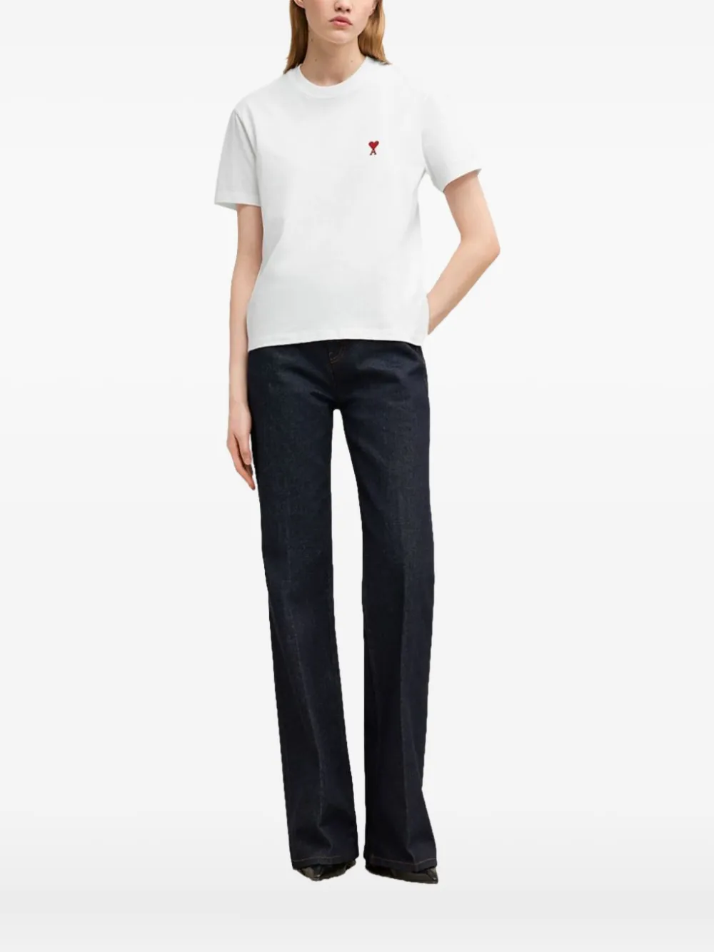 AMI Paris T-shirt met geborduurd hart Wit