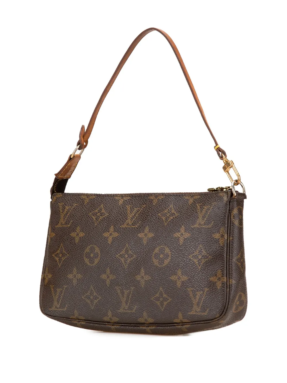 Pre-owned Louis Vuitton 2000 Monogram Pochette Accessoires Shoulder Bag In Brown