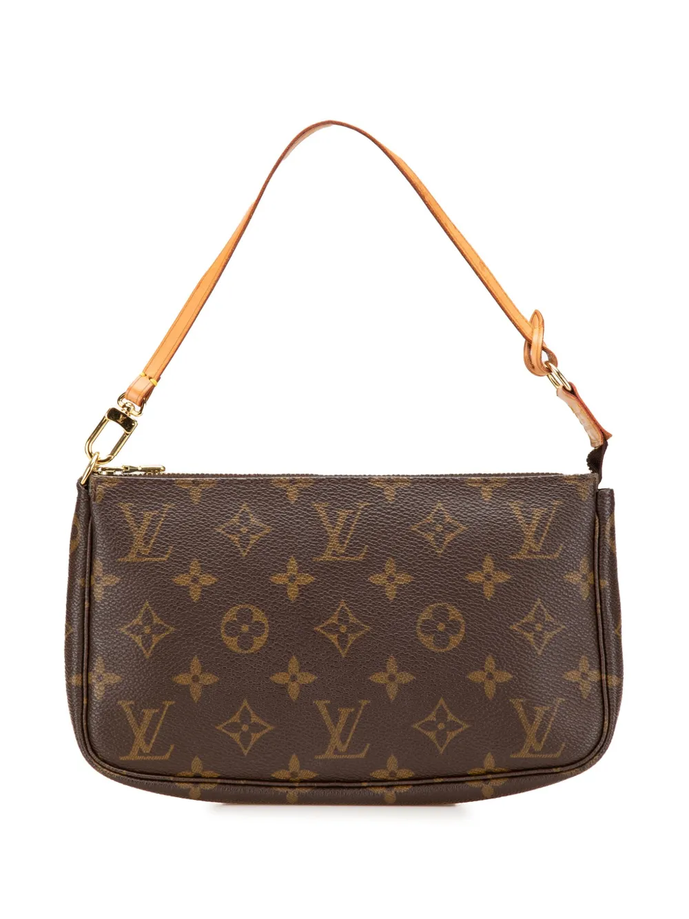 Pre-owned Louis Vuitton 2002 Monogram Pochette Accessoires Shoulder Bag In Brown