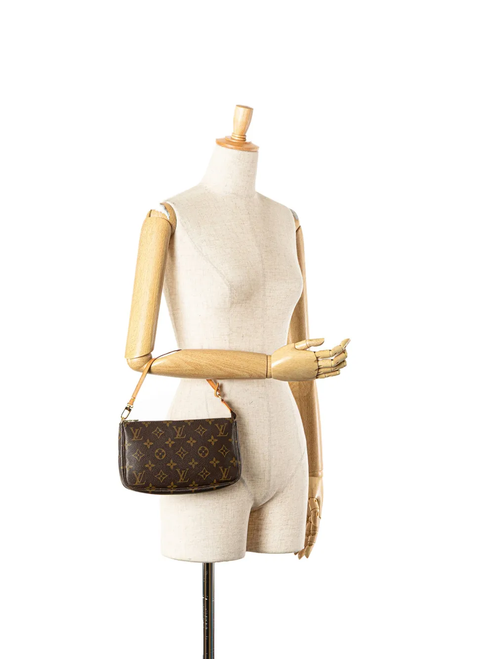 Pre-owned Louis Vuitton 2002 Monogram Pochette Accessoires Shoulder Bag In Brown