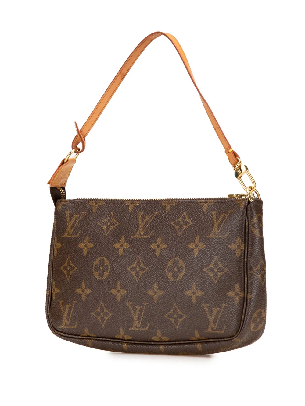 Pre-owned Louis Vuitton 2002 Monogram Pochette Accessoires Shoulder Bag In Brown