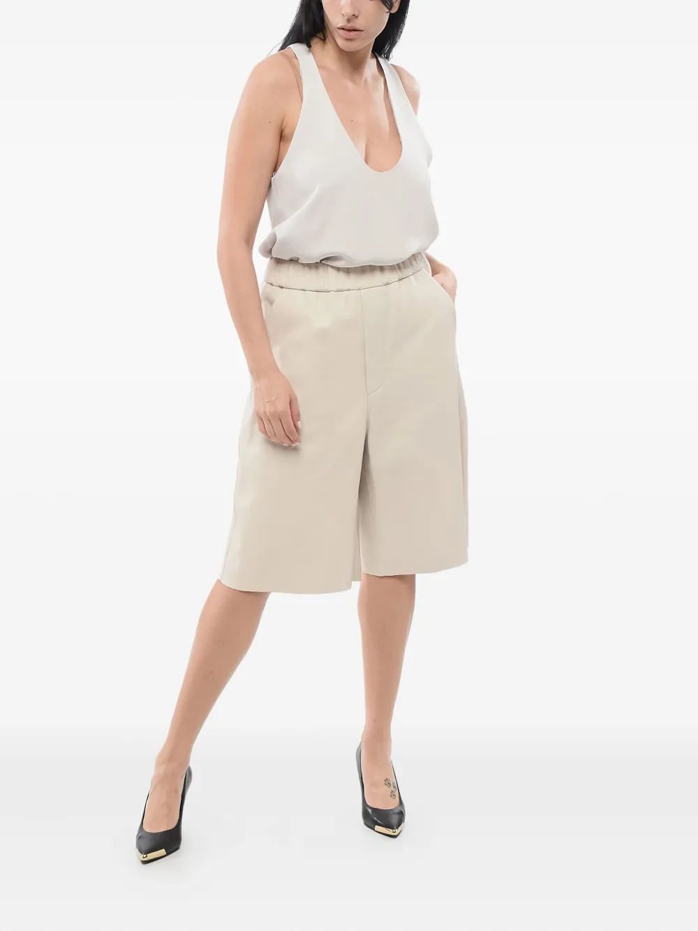 AMI Paris elasticated-waist shorts Beige