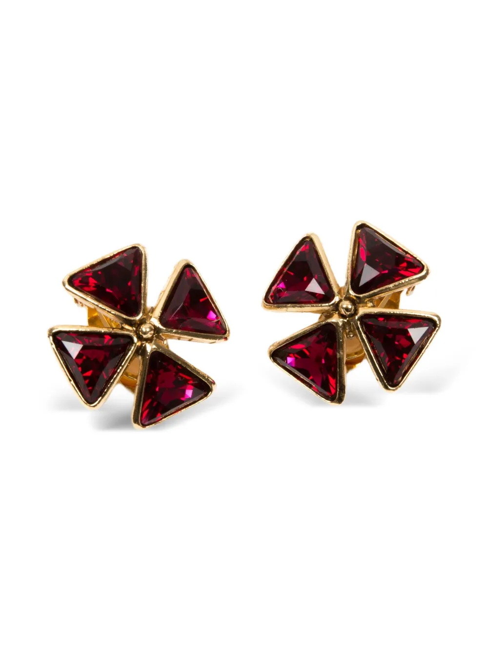 Saint Laurent Pre-Owned boucles d'oreilles à ornements en cristal (années 1990) | rouge | Image 1