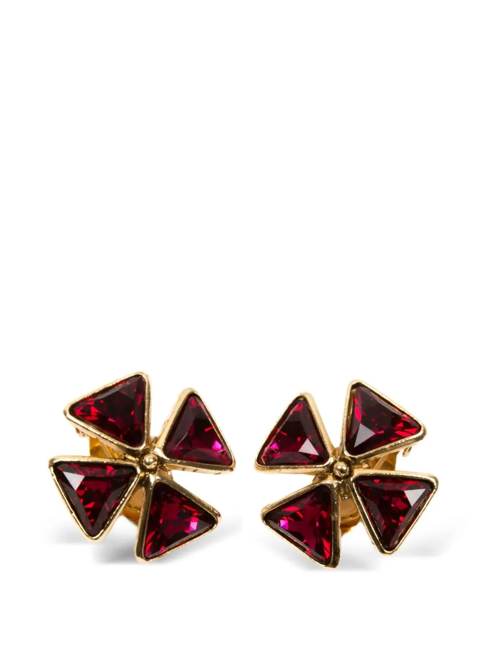 Saint Laurent Pre-Owned 1990s cross crystal-embellished earrings - Rosso