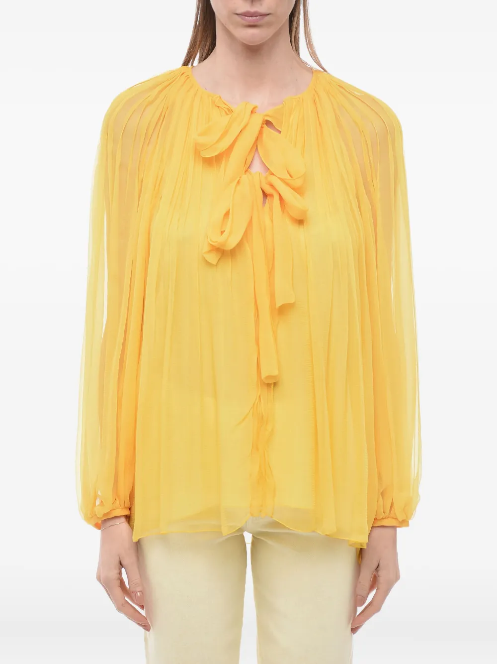 Chloé Blouse met gestrikte hals Geel