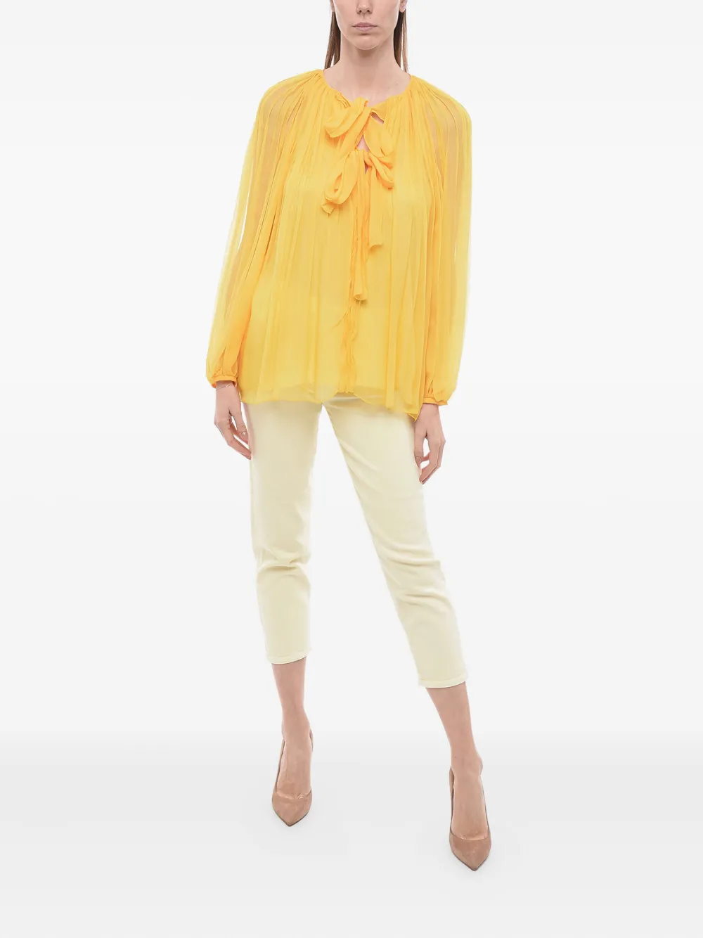 Chloé Blouse met gestrikte hals Geel