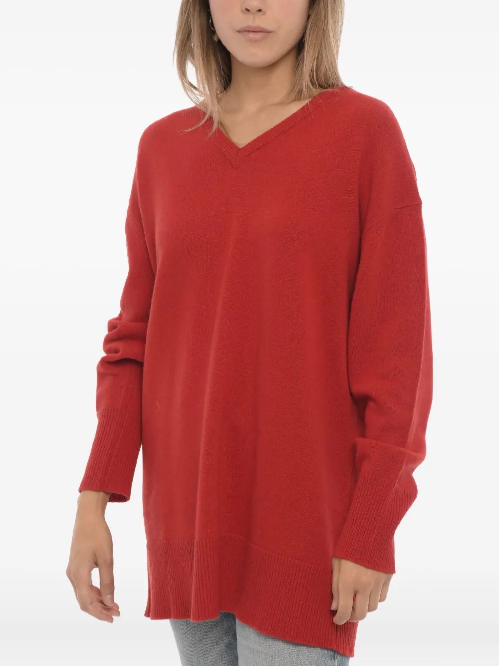 ASPESI V-neck wool sweater Rood