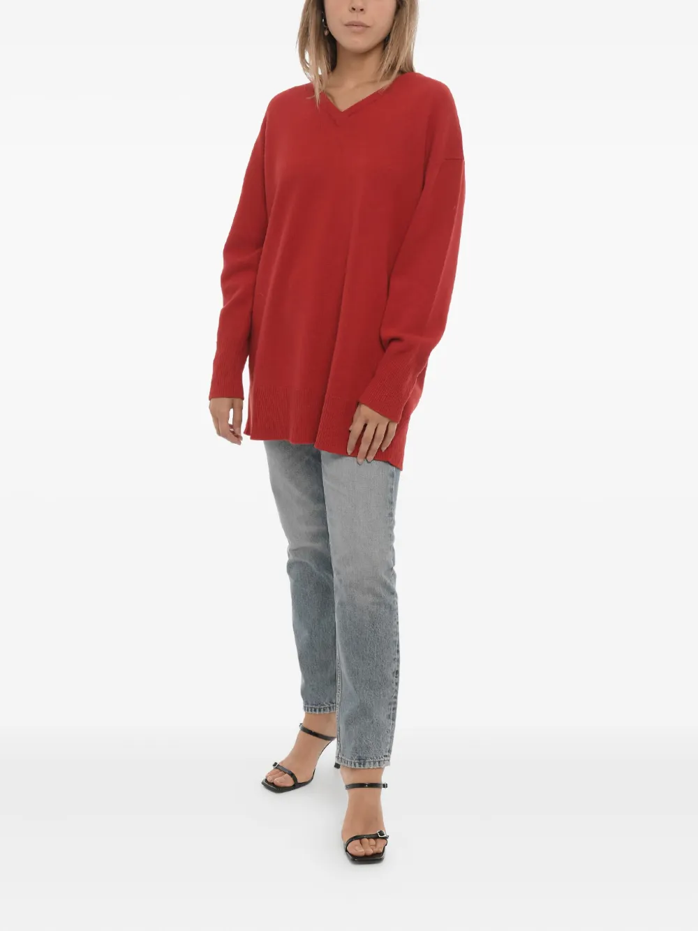 ASPESI V-neck wool sweater Rood