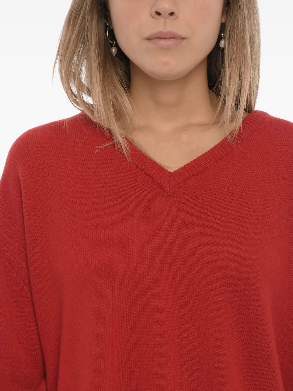 ASPESI V-neck wool sweater Rood