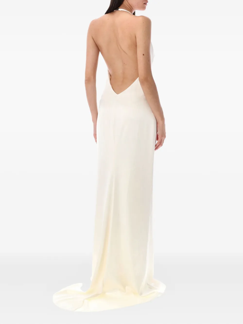 Ralph Lauren Collection Jurk met open rug Beige