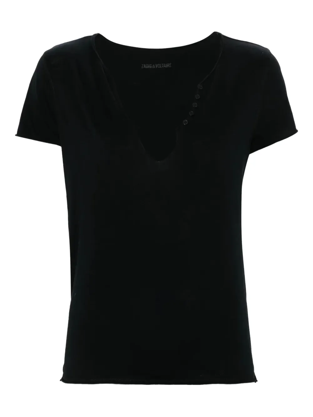 Zadig&Voltaire T-shirt in cotone con scollo a V - Nero