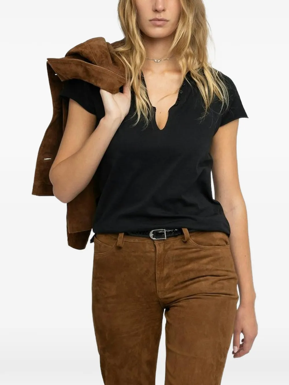 Zadig&Voltaire T-shirt met V-hals Zwart