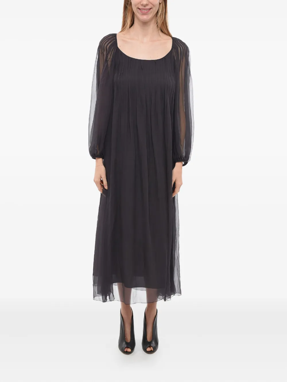 Chloé silk chiffon midi dress Zwart