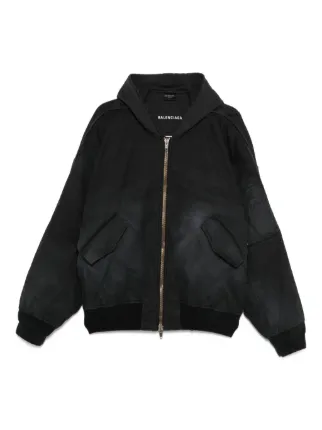 パーカー・フーディ [Balenciaga] Patched cotton poplin and fleece jacket - Black Patched cotton poplin and fleece jacket in black