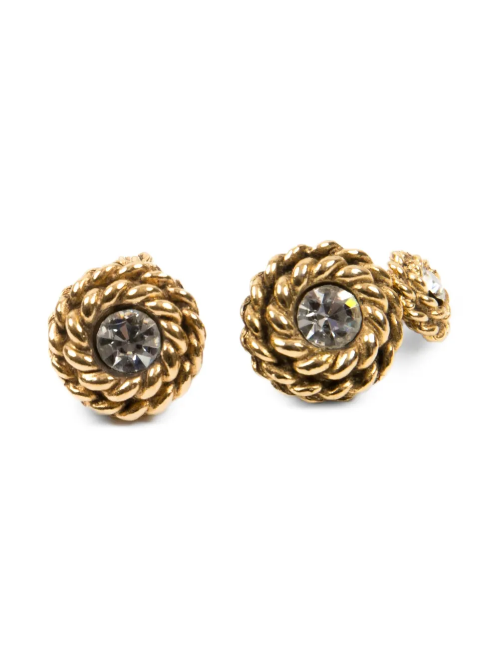 CHANEL Pre-Owned 1980s crystal-embellished cufflinks | Gold | Image 1