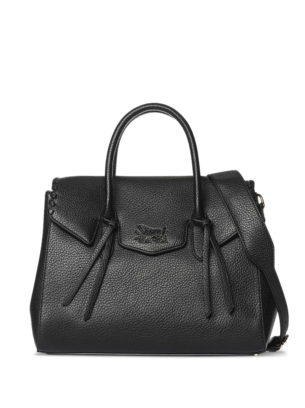 Secret Pon Pon medium Laya leather tote bag | Black | Image 1