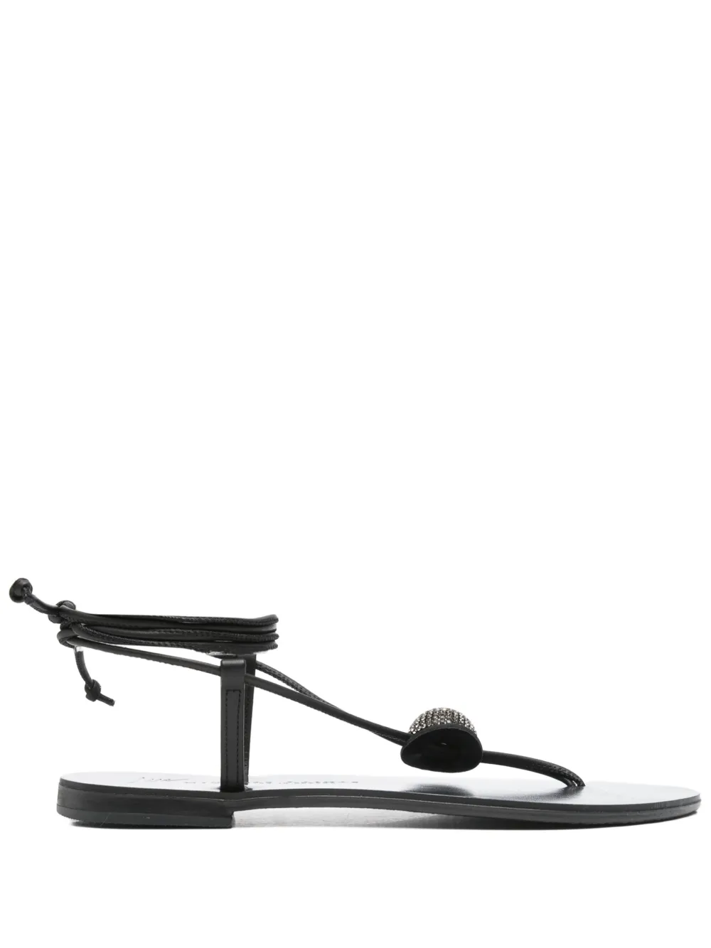 Nicolas Lainas Emmy Lou embellished tie-up flat sandals Zwart