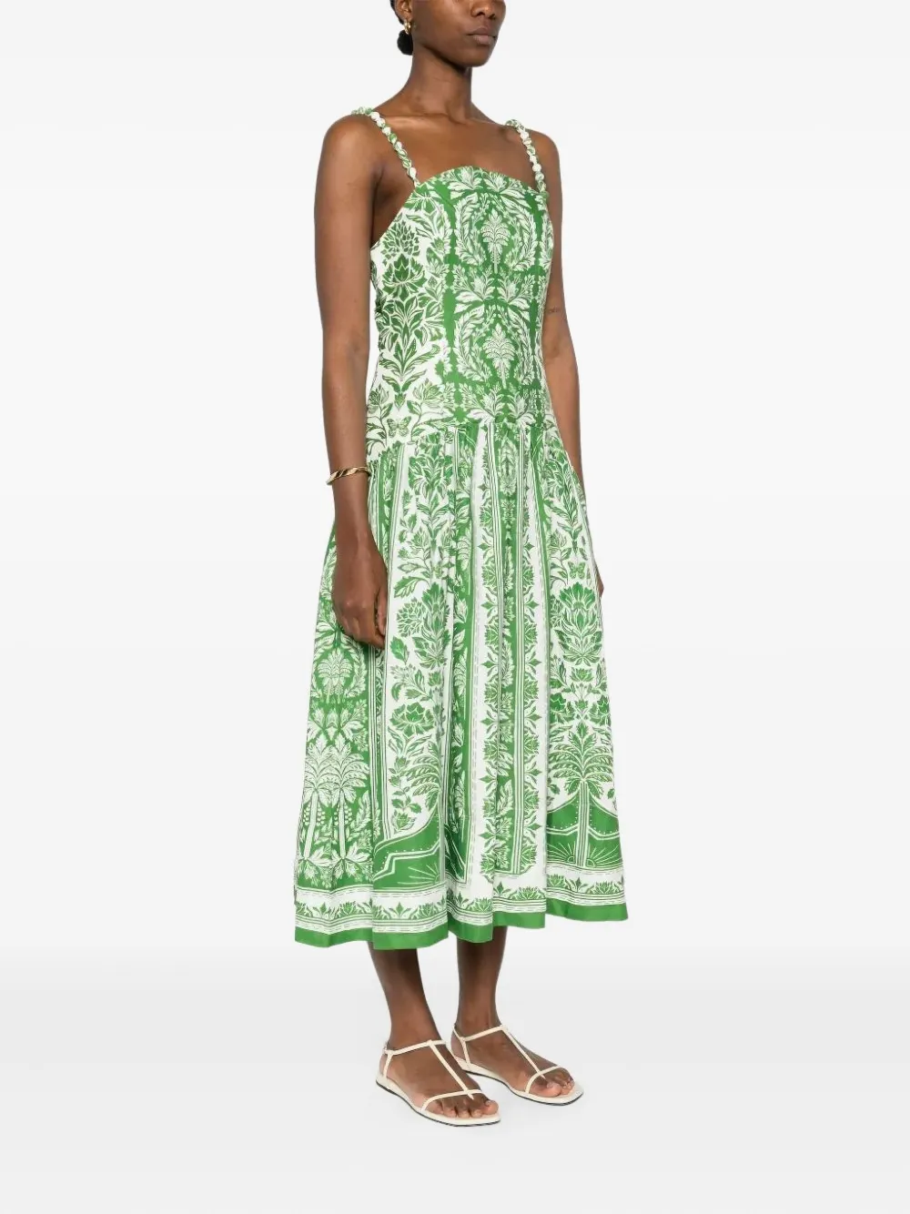 FARM Rio Midi-jurk met bloemenprint Groen