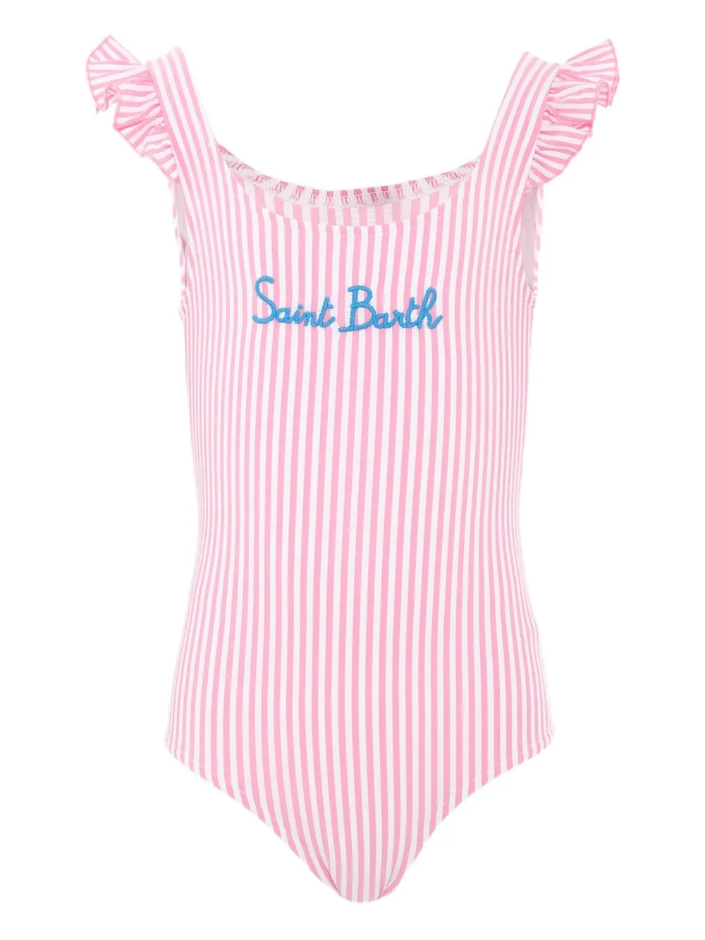 MC2 Saint Barth Kids Clio ruffled striped swimsuit Roze