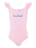 MC2 Saint Barth Kids Clio ruffled striped swimsuit - Pink