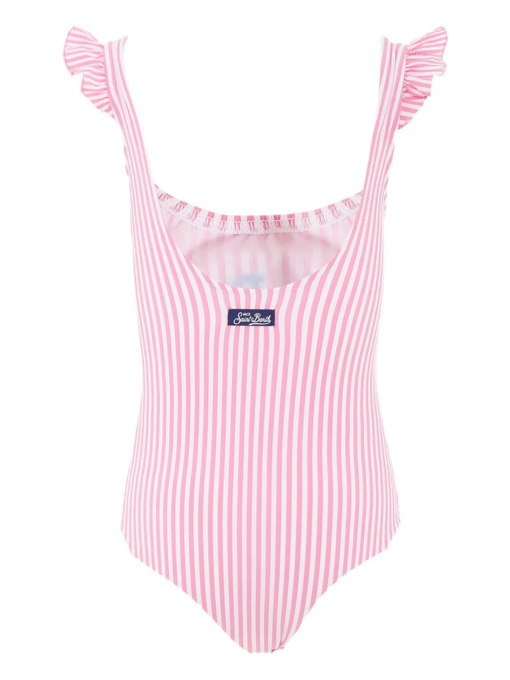 MC2 Saint Barth Kids Clio ruffled striped swimsuit Roze