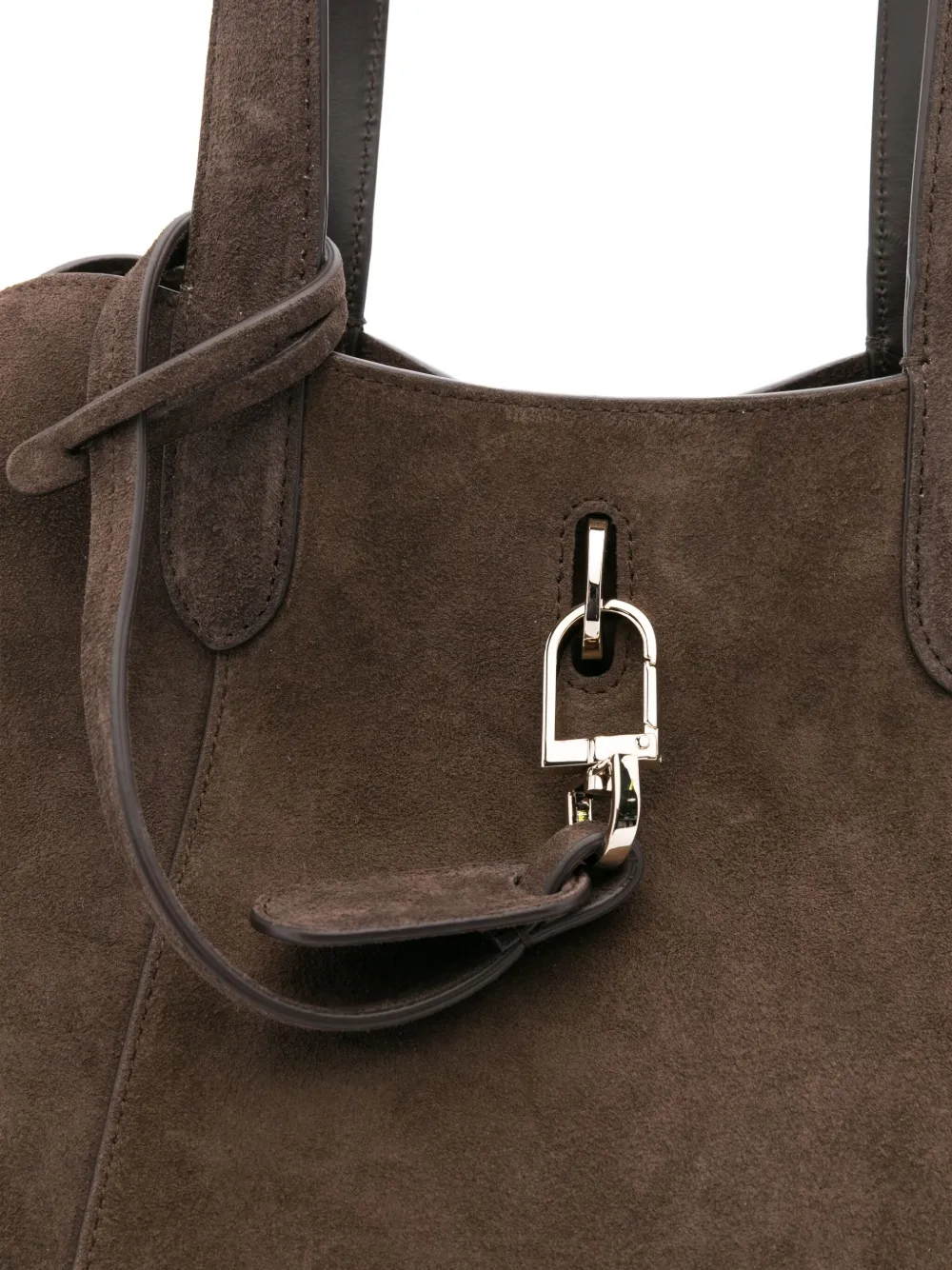 Giorgio Armani Suède shopper van kalfsleer Bruin