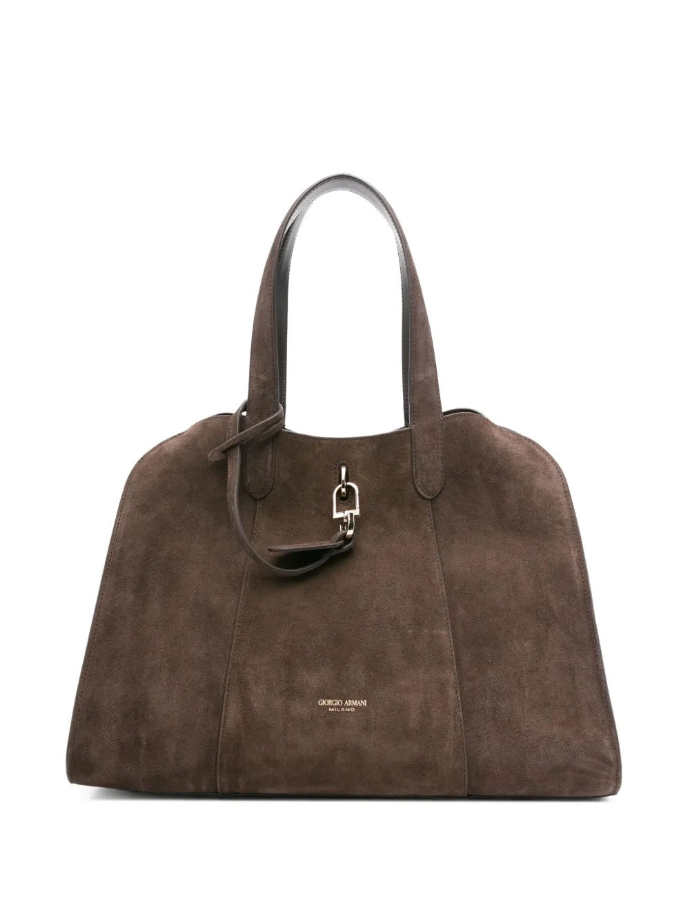 Giorgio Armani Suède shopper van kalfsleer Bruin