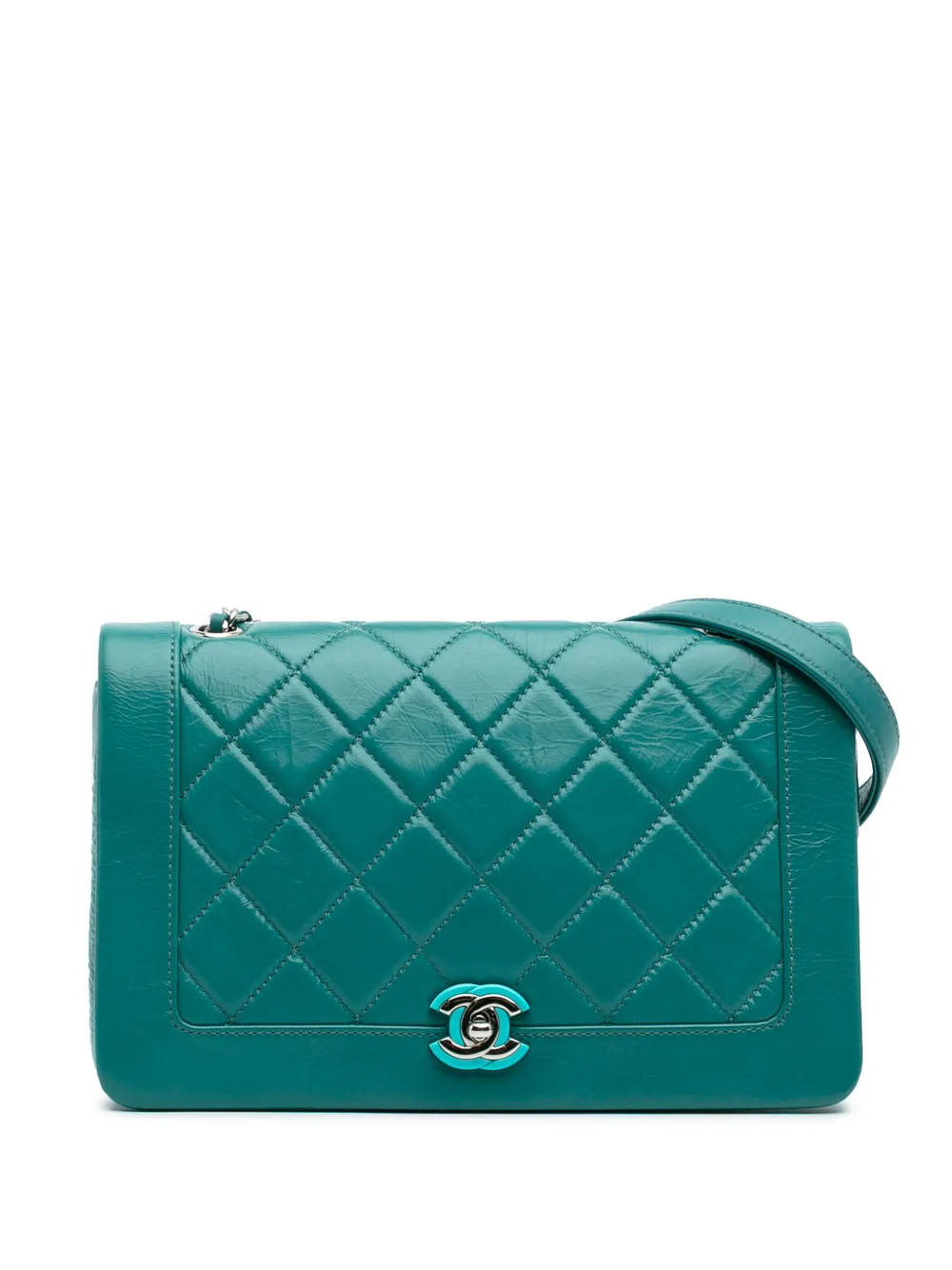 CHANEL Pre-Owned 2018 クランプルカーフ Bi マトラッセ ヴィンテージ フルフラップ ショルダーバッグ - ブルー CHANEL Pre-Owned 2018 クランプルカーフ Bi マトラッセ ヴィンテージ フルフラップ ショルダーバッグ - ブルー