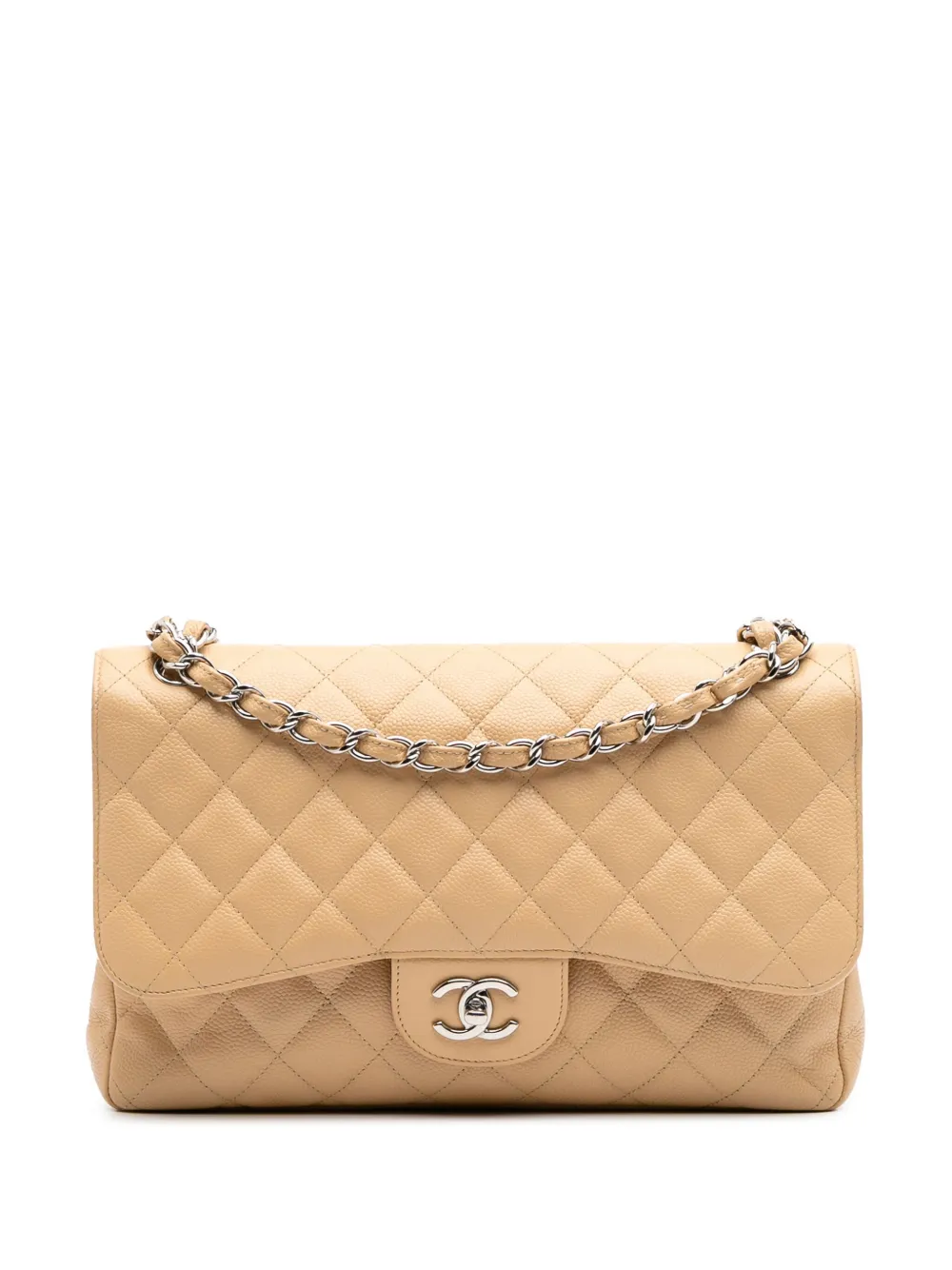 CHANEL Pre-Owned 2011 ジャンボ クラシック キャビア ダブルフラップ ショルダーバッグ - ブラウン CHANEL Pre-Owned 2011 ジャンボ クラシック キャビア ダブルフラップ ショルダーバッグ - ブラウン