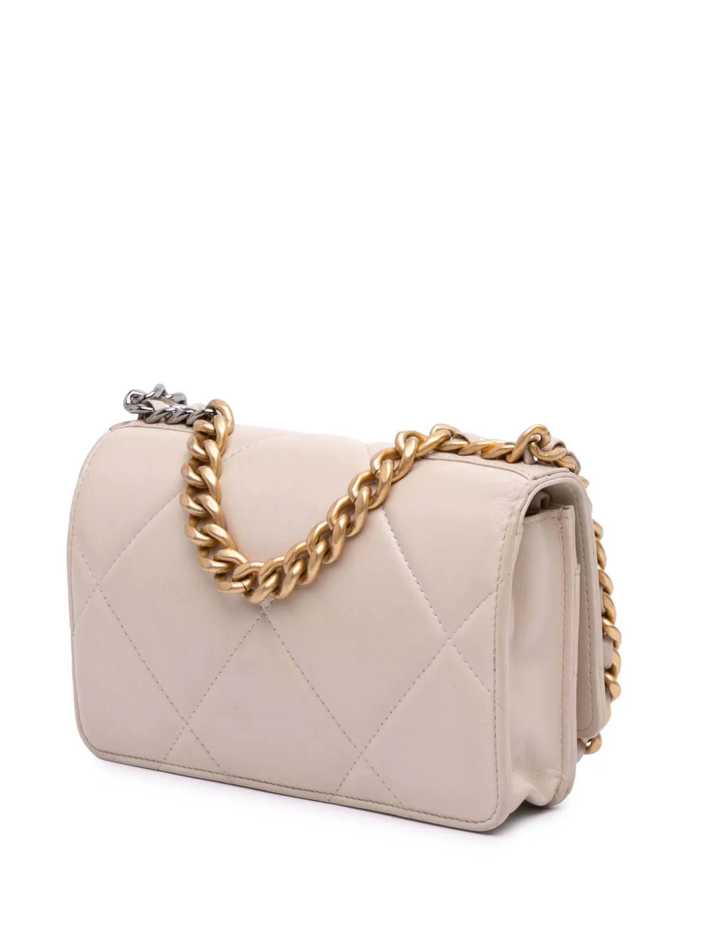 Pre-owned Chanel 2020 Quilted Lambskin 19 Wallet On Chain Satchel In Brown