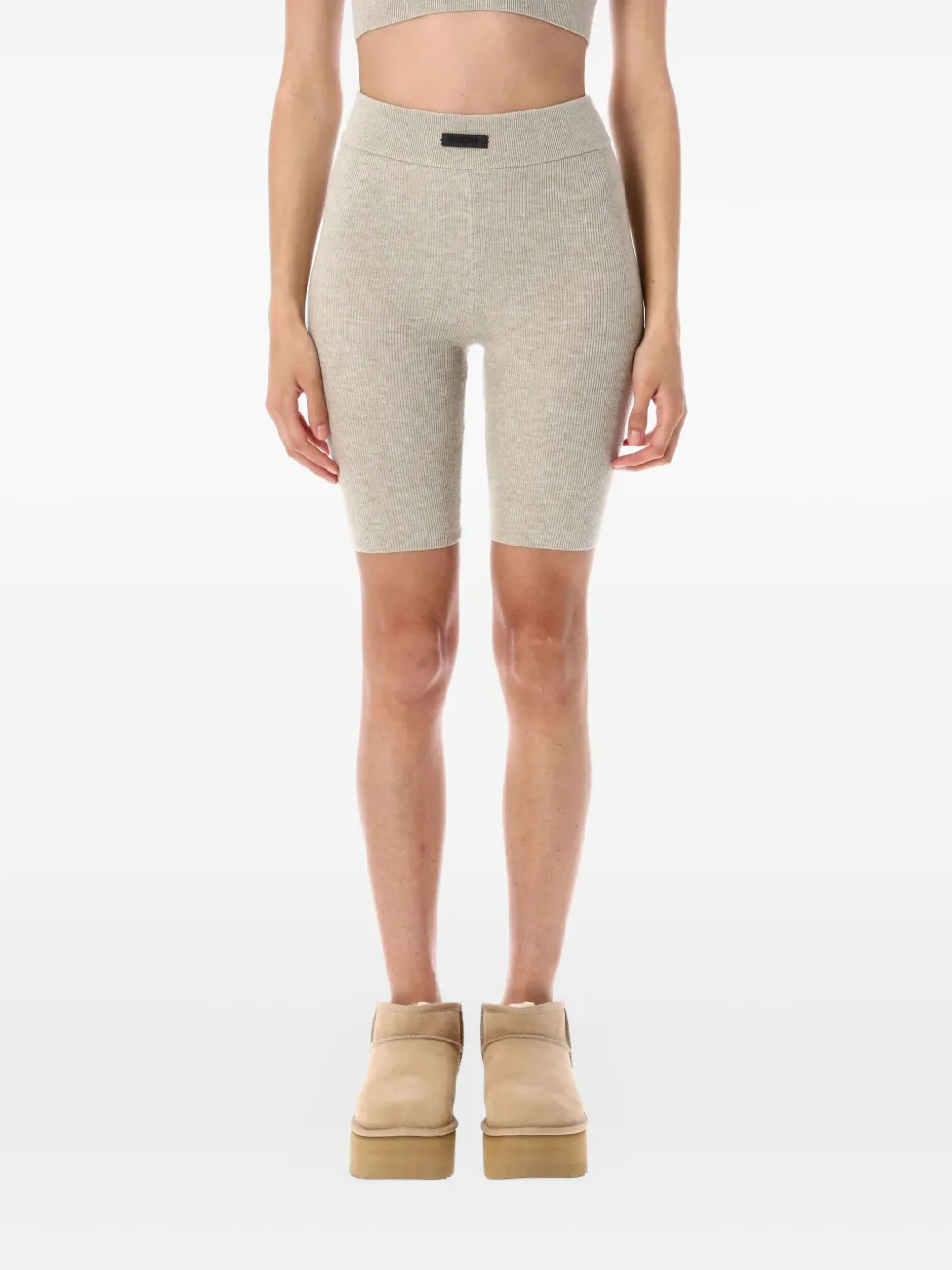 Essentials Logo-patch Ribbed Biker Shorts