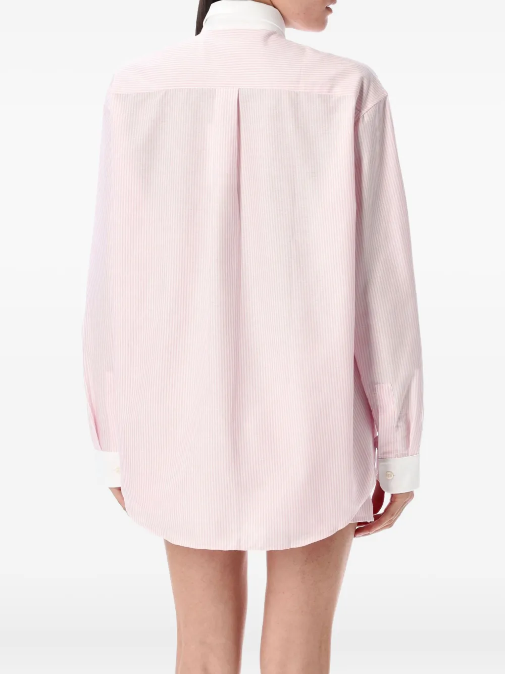 Sporty & Rich crest-embroidered striped shirt Roze
