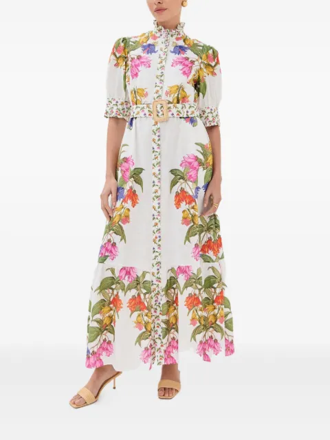 Borgo De Nor Vestido longo floral com mangas bufantes